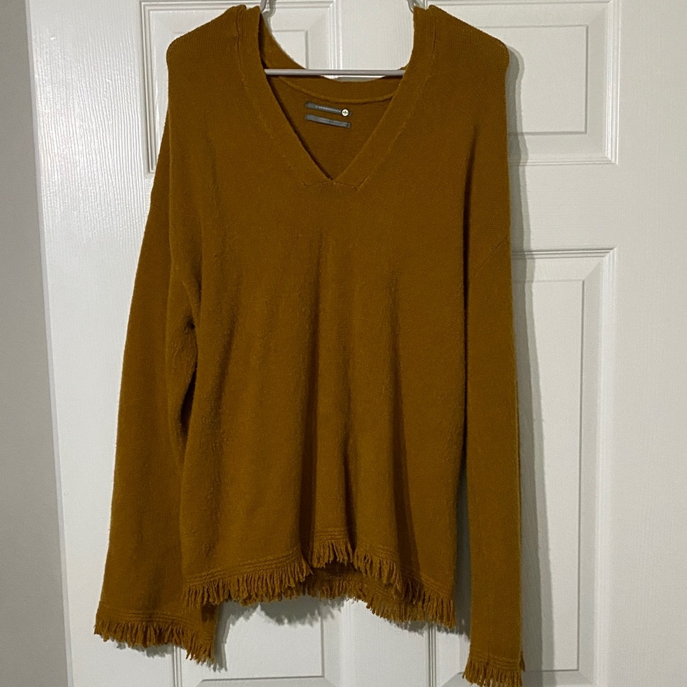 Anthropologie Golden V-Neck Sweater